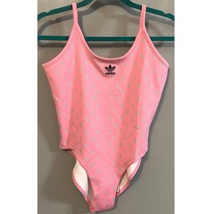 Adidas Pink Body Suit Sz M NWT Backless Trefoil Graphic Reflective NEW GP3087
